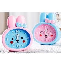 Дитячий настільний годинник-будильник Зайка. Сині вушка
