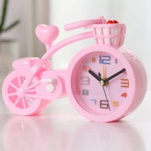 Дитячий настільний годинник-будильник Велосипед. Світло рожевий