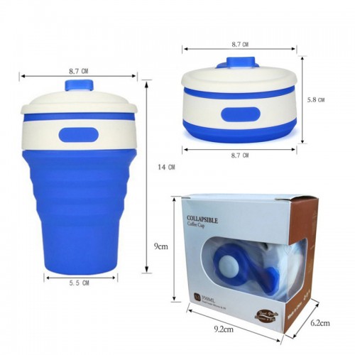 Складная силиконовая чашка Collapsible. Синяя  в  Интернет-магазин Zelenaya Vorona™ 1