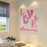 Акриловая 3D наклейка "Love" розовый