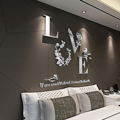 Покупка  Акриловая 3D наклейка "Love" серебро в  Интернет-магазин Zelenaya Vorona™