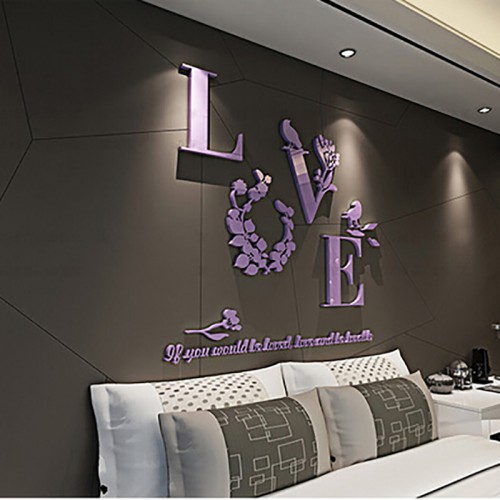 Покупка  Акриловая 3D наклейка "Love" светло-фиолетовый в  Интернет-магазин Zelenaya Vorona™