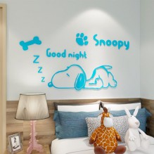 Акрилова 3D наклейка у дитячу кімнату Snoopy. Світло-блакитний