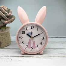 Дитячий настільний годинник-будильник Милий кролик. Світло-рожевий