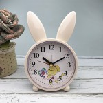Дитячий настільний годинник-будильник Милий кролик. Кремово-жовтий