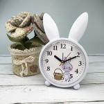 Дитячий настільний годинник-будильник Милий кролик. Сіро блакитний