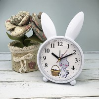 Дитячий настільний годинник-будильник Милий кролик. Сіро блакитний УЦІНКА