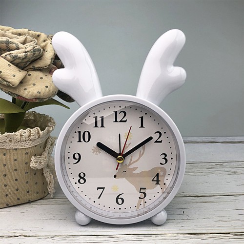 Покупка  Детские настольные часы-будильник Олененок. Серо-голубой в  Интернет-магазин Zelenaya Vorona™