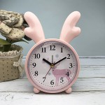 Дитячий настільний годинник-будильник Оленя. Світло-рожевий