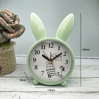 Дитячий настільний годинник-будильник Милий кролик. Сіро блакитний УЦІНКА