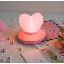 Силиконовый LED светильник-ночник Сердце. Розовый