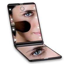 Складное зеркало для макияжа с подсветкой LED Travel Mirror. Черный 