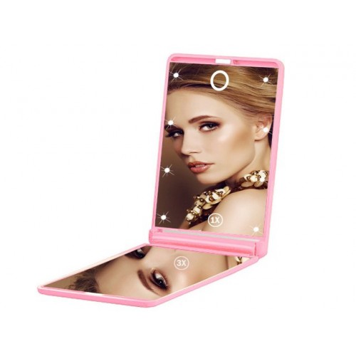 Покупка  Складное зеркало для макияжа с подсветкой LED Travel Mirror. Розовый в  Интернет-магазин Zelenaya Vorona™